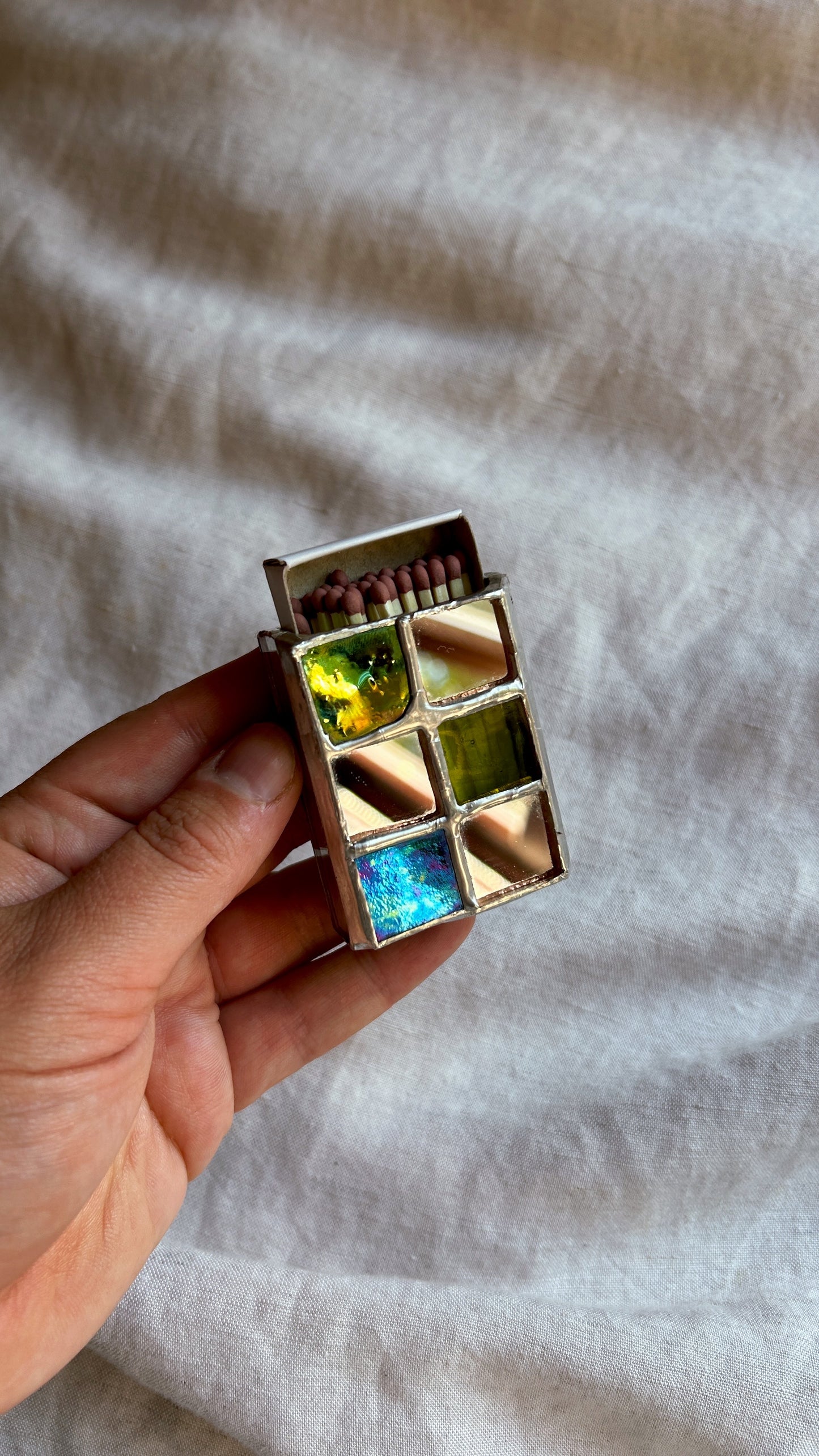 Green Checkered Mini Matchbox Sleeve- UK ONLY