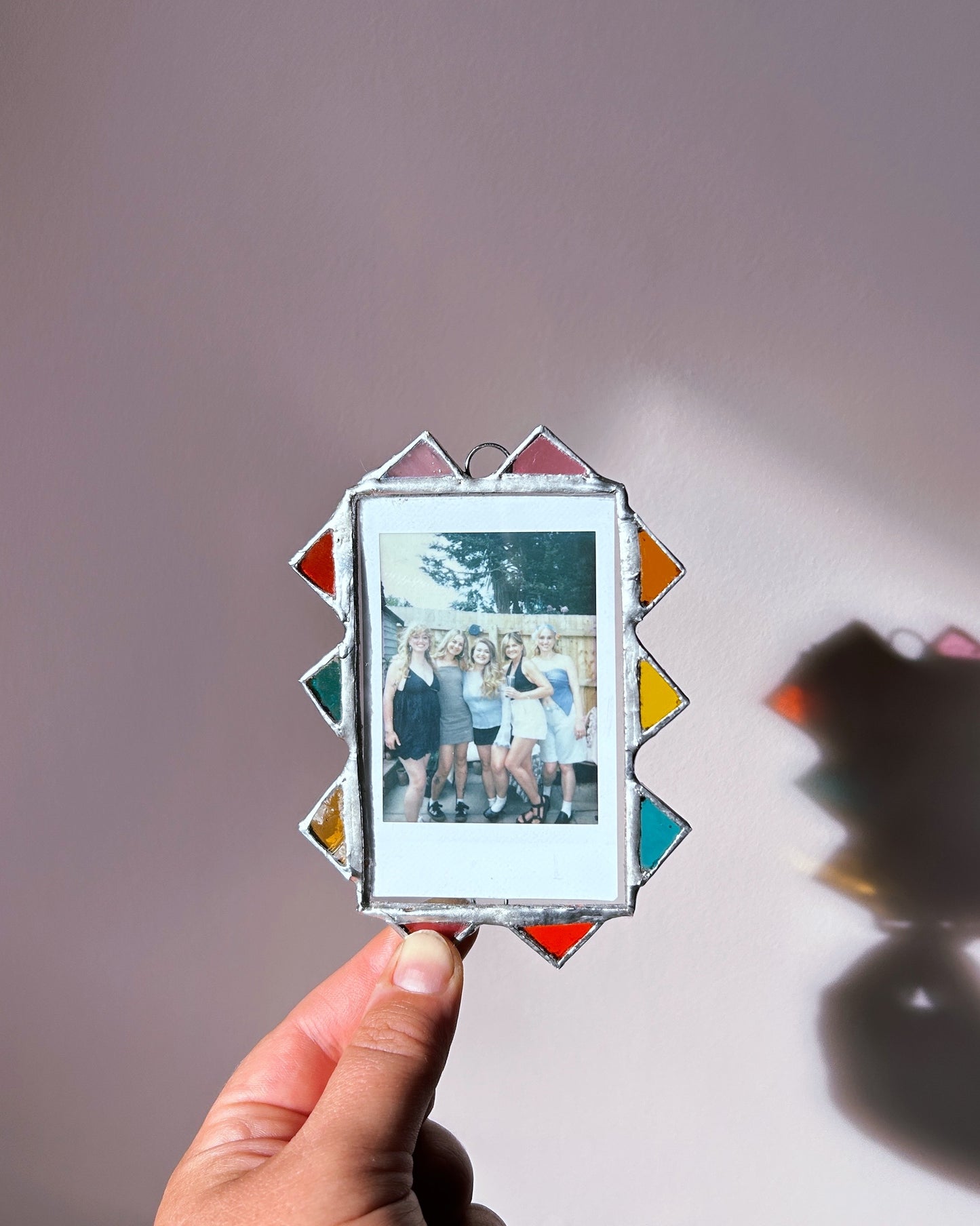 Spike Pointed Polaroid Frame Yellow Orange Pink Teal